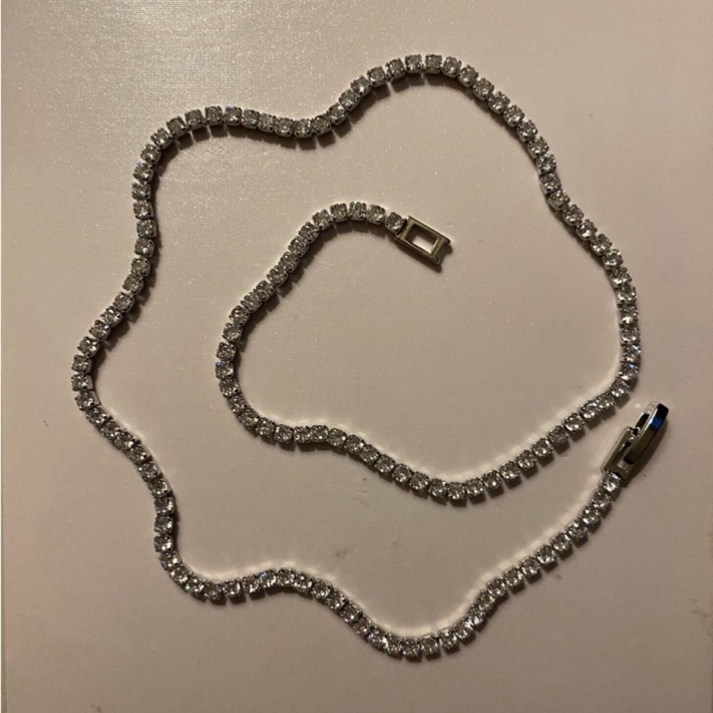 13CT 2mm Round Cut Lab Created Diamond Tennis Necklace 925 Sterling Silver